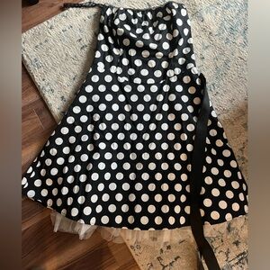 Le Chateau Black and White Polka Dot Strapless Dress